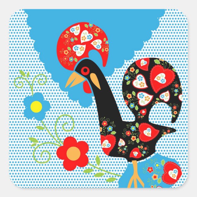 Adesivo Quadrado O Galo Português de Barcelona (Frente)