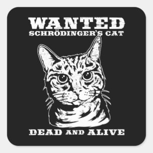 Adesivo Quadrado O gato de Schrodinger quis inoperante ou vivo