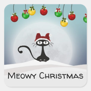 Adesivo Quadrado O Gato Negro De Natal