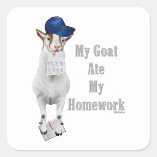 Adesivo Quadrado O Goat Engraçado Comeu Minha Casa