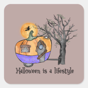 Adesivo Quadrado O Halloween É Um Estilo De Vida   Camper   Reboque