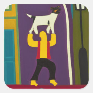 Adesivo Quadrado O homem e seu perseguem cada dia na estrada de