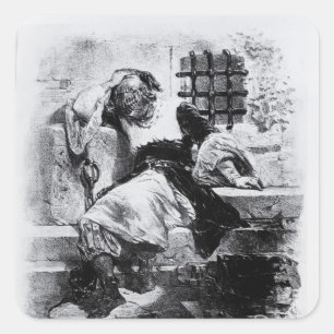 Adesivo Quadrado O Homem na Máscara de Ferro na sua Prisão