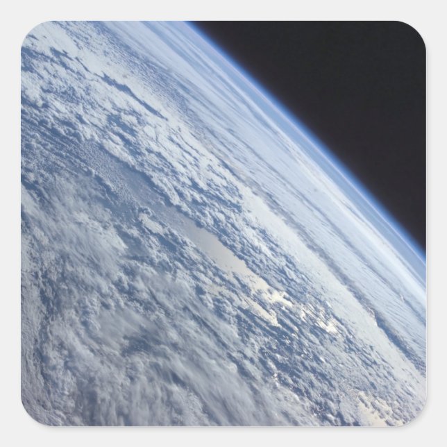 Adesivo Quadrado O horizonte da Terra contra a escuridão do espaço (Frente)