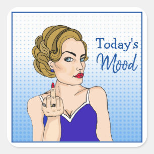 Adesivo Quadrado O humor de hoje, Senhora Retroradora, virando o pá