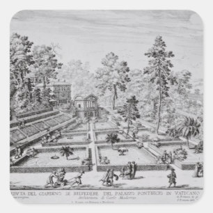 Adesivo Quadrado O jardim do prazer e o pavilhão do papa Pius IV (