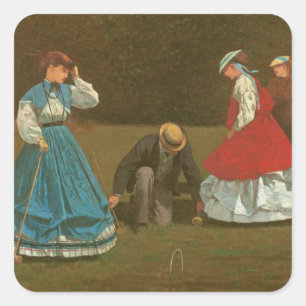 Adesivo Quadrado O jogo do croquet, 1866 (óleo em canvas)