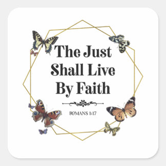 Adesivo Quadrado O Justo Vive De Fé E Bíblia