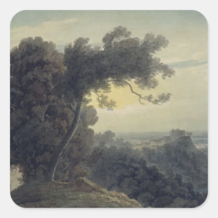 Adesivo Quadrado O lago de Albano e de castelo Gandolfo, c.1783-85