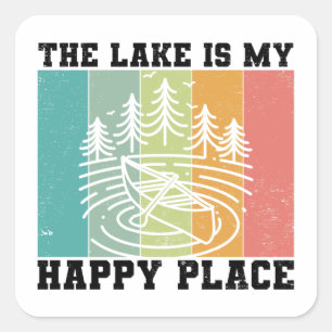 Adesivo Quadrado O lago é o meu feliz lugar, o lago Vintage, que a