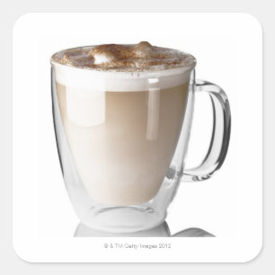 Adesivo Quadrado O latte de Caffe, no fundo branco, cortou