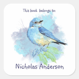 Adesivo Quadrado O livro do pássaro do Bluebird da montanha