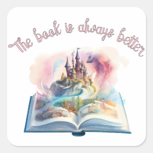 Adesivo Quadrado O livro é sempre melhor