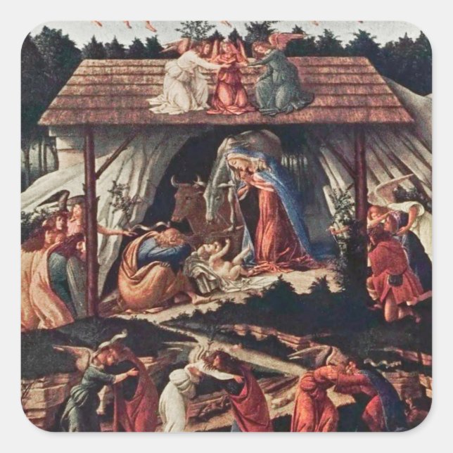 Adesivo Quadrado O livro infantil do Natal Feriado (Frente)