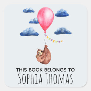 Adesivo Quadrado O Livro 'This Book Pertence' Liley Name Kids