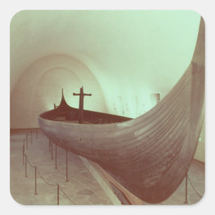 Adesivo Quadrado O longship de Gokstad (madeira)