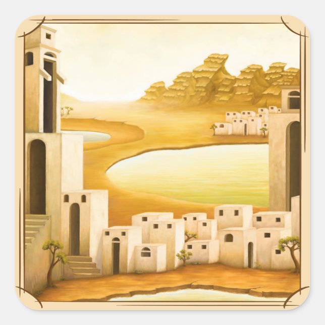 Adesivo Quadrado "O lugar" - Oriente Médio / Pintura do Deserto do  (Frente)