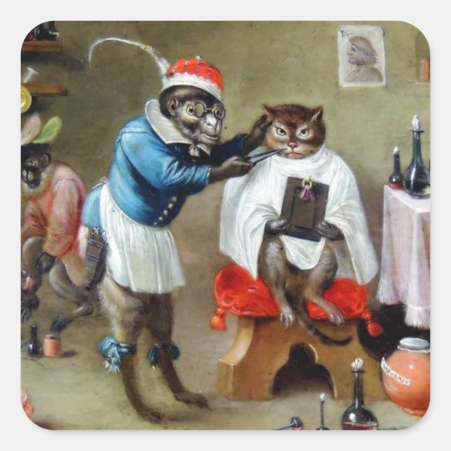 Adesivo Quadrado O Macaco Barber (Frente)
