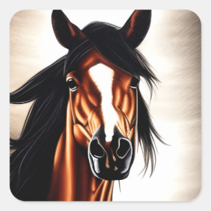 Adesivo Quadrado O Majestoso Mustang - O Espírito Da Liberdade