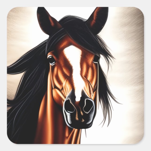 Adesivo Quadrado O Majestoso Mustang - O Espírito Da Liberdade (Frente)