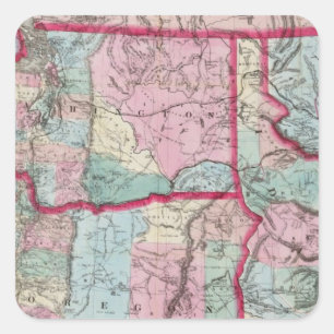 Adesivo Quadrado O mapa de Bancroft de Oregon, Washington, Idaho