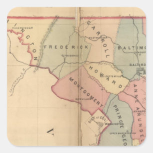 Adesivo Quadrado O mapa de Martenet de Maryland, edição do atlas
