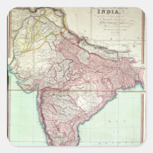 Adesivo Quadrado O mapa melhorado de India publicou em Londres 1820