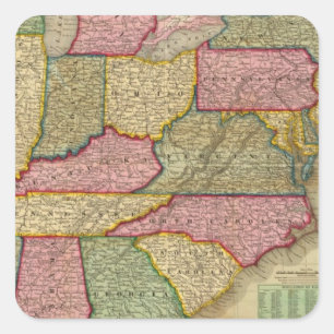 Adesivo Quadrado O mapa nacional de Mitchell da república american
