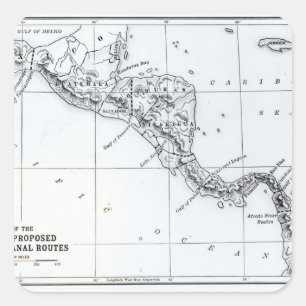Adesivo Quadrado O mapa props rotas Isthmian do canal