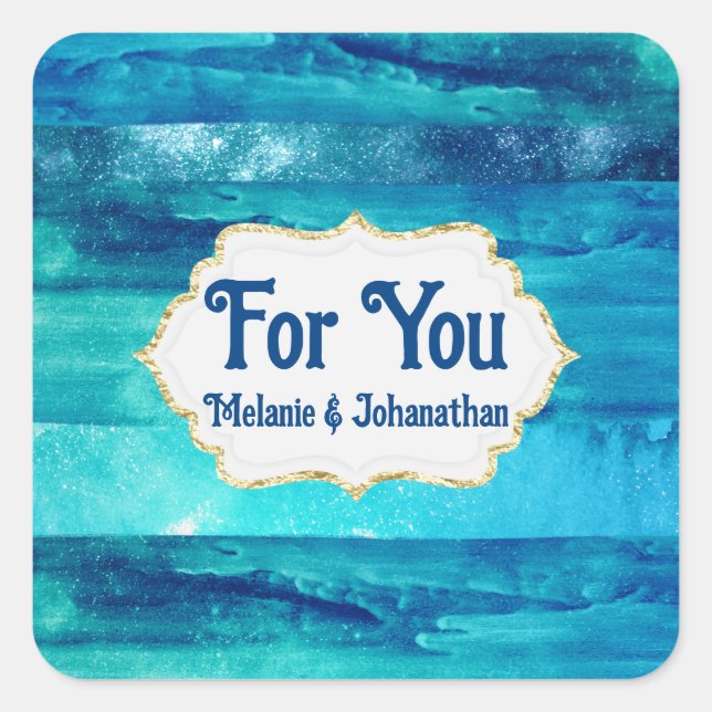 Adesivo Quadrado O mar azul da praia faz ondas de água costeira par (Frente)