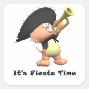 Adesivo Quadrado O Mariachi do gato enegrece o tempo da festa