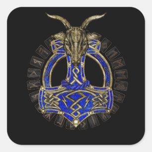 Adesivo Quadrado O martelo do Thor - ouro e Lazuli de Lapis