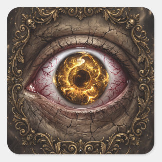 Adesivo Quadrado O Medo dos Olhos Terror Góticodo Halloween Escuro