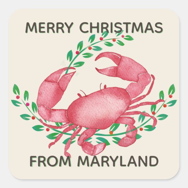 Adesivo Quadrado O melhor Natal do Caranguejo de Maryland (Frente)