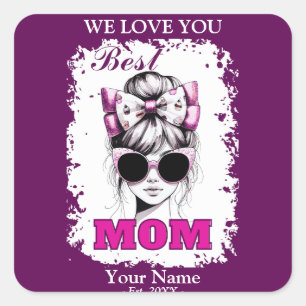 Adesivo Quadrado O melhor presente de Dia de as mães da mãe, Mama.