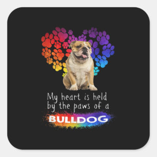 Adesivo Quadrado O Meu Coração É Detido Pelas Patas De Um Bulldog