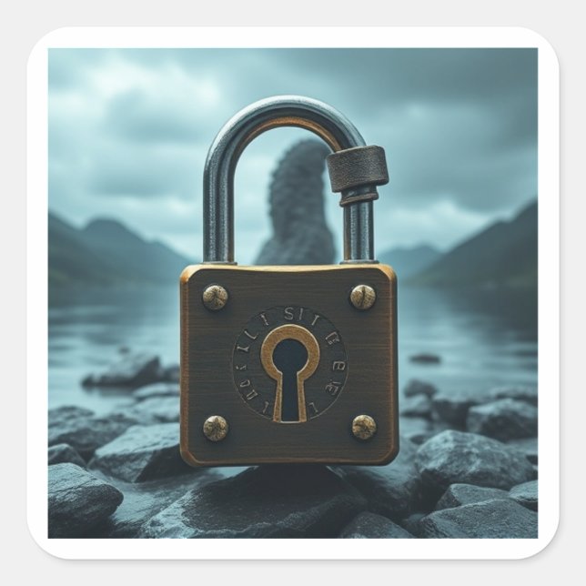 Adesivo Quadrado O monstro do Ness Lock (Frente)