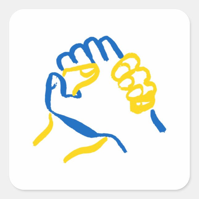 Adesivo Quadrado O mundo com a Ucrânia está à mão no Clássico (Frente)