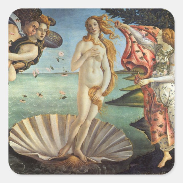 Adesivo Quadrado O Nascimento de Vênus por Sandro Botticelli (Frente)