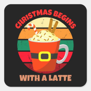 ADESIVO QUADRADO O NATAL COMEÇA COM UM LATTE
