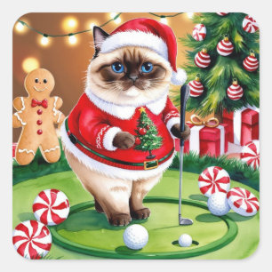 Adesivo Quadrado O Natal do Golf temia para o Golfista do Gato