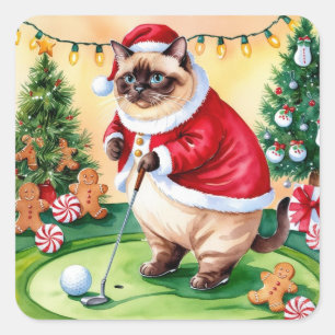 Adesivo Quadrado O Natal do Golf temia para o Golfista do Gato