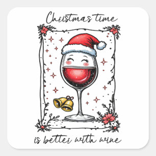 Adesivo Quadrado O Natal é melhor com vinho