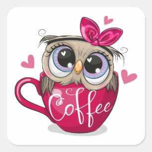 Adesivo Quadrado O nó senta-se numa xícara de café