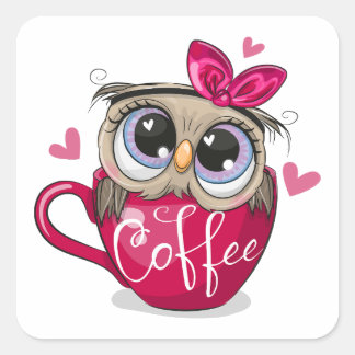 Adesivo Quadrado O nó senta-se numa xícara de café