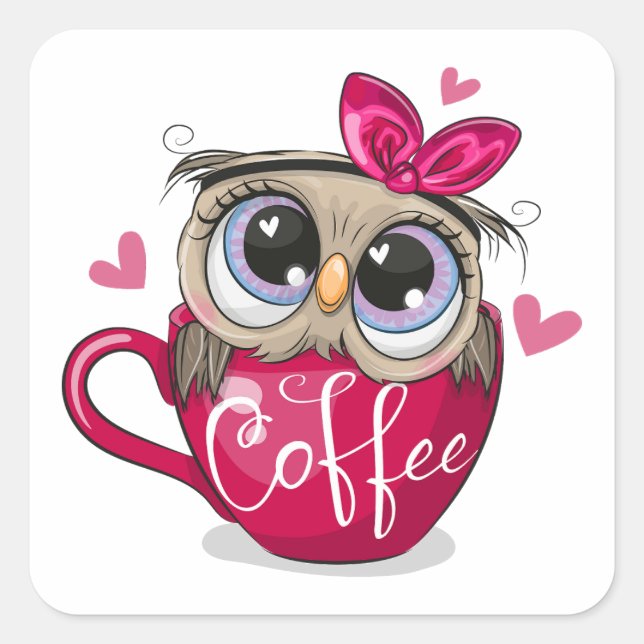 Adesivo Quadrado O nó senta-se numa xícara de café (Frente)