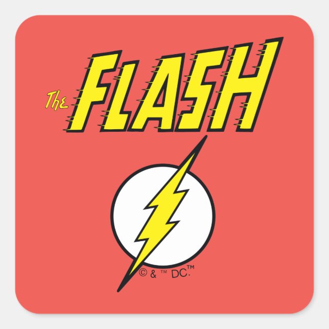 Adesivo Quadrado O Nome do Flash & Logotipo do Raio (Frente)