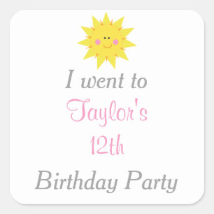 Adesivo Quadrado O nosso pequeno aniversário ensolarado "Eu fui"