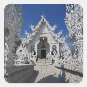 Adesivo Quadrado O novo templo branco de Wat Rong Khun em