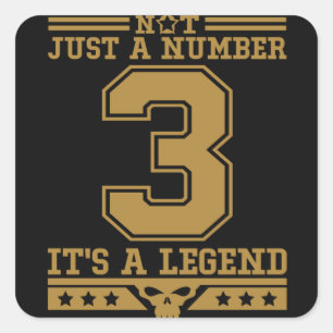 Adesivo Quadrado O número 3 é Legendário